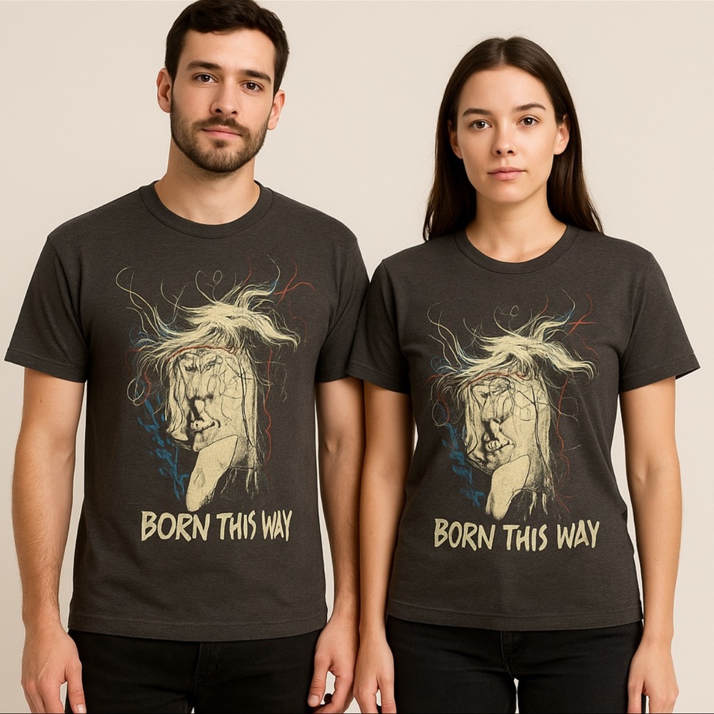 Unisex-Lady Gaga-Born This Way Graphic T-Shirt XL-Licensed Tour Era